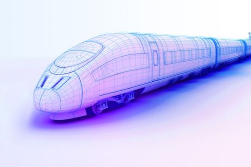 3D model wireframe of a high speed train