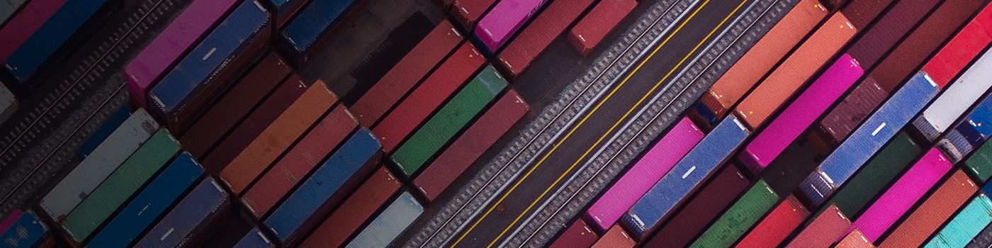 Rows of colourful shipping containers