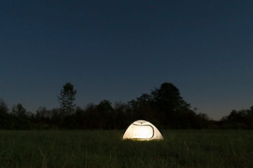 A tent at night