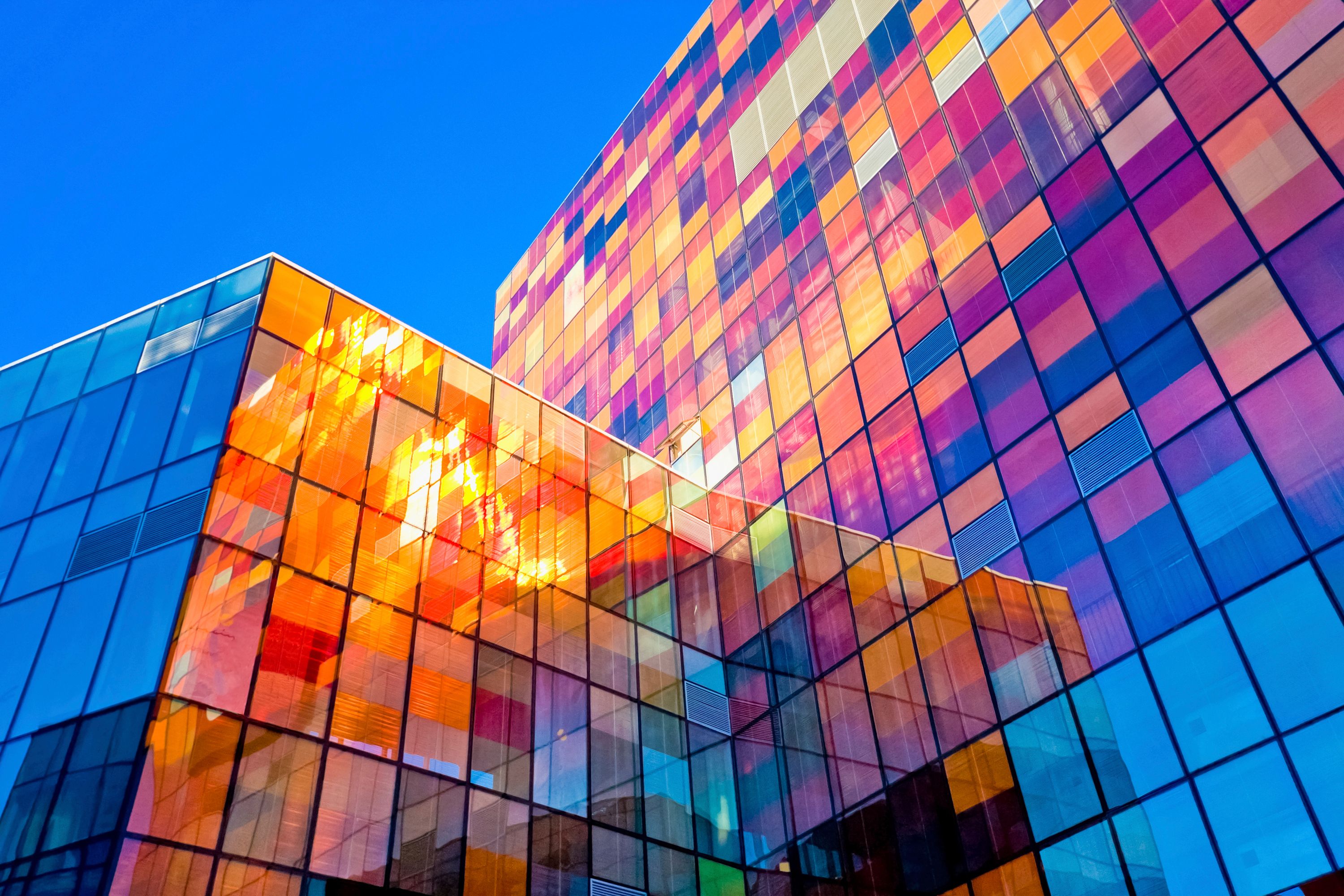 the colourful building