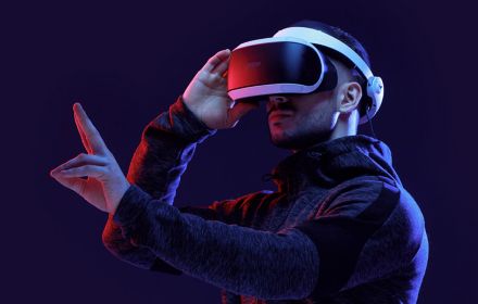 man wearing virtual reality glasses