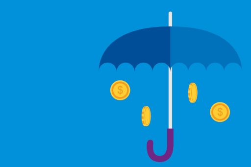 Umbrella raining money illustration
