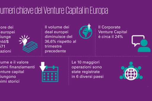 Grande flessione del volume delle operazioni di venture capital nella fase seed, nonostante investimenti stabili in Europa