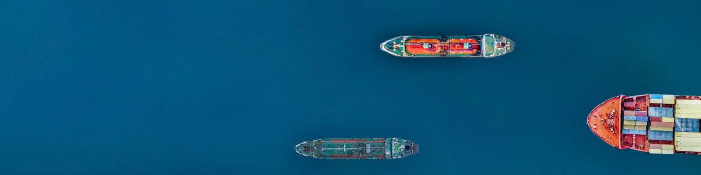 Aerial view of ships