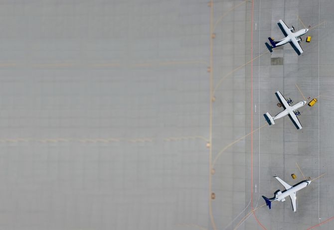 Planes on a runway