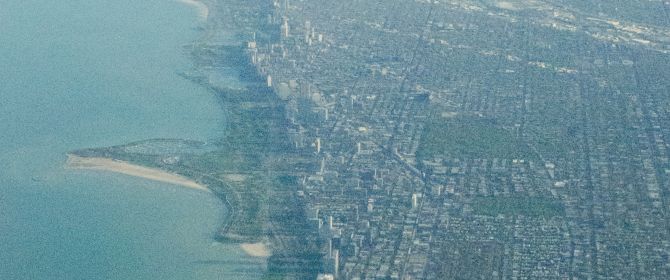 Stadtansicht aus dem Flugzeug