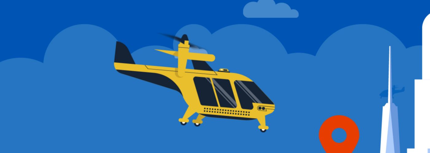 Animated flying helicopter