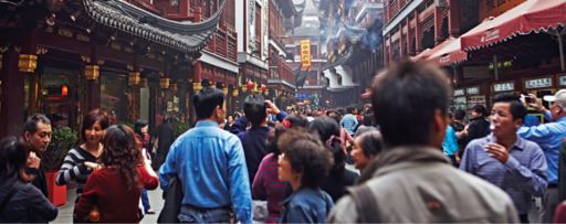 Crowded street in china