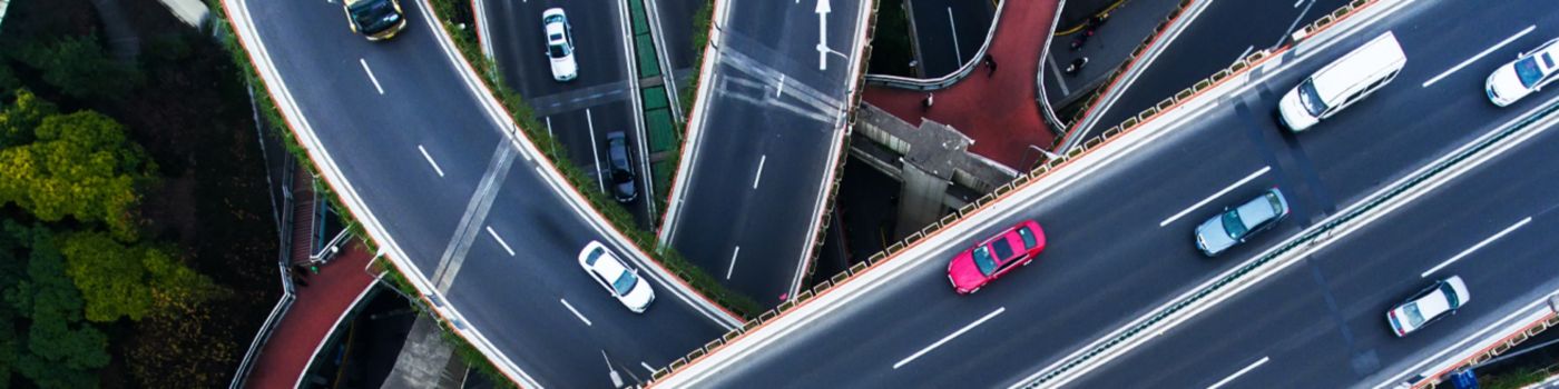 Cars from above on a highway
