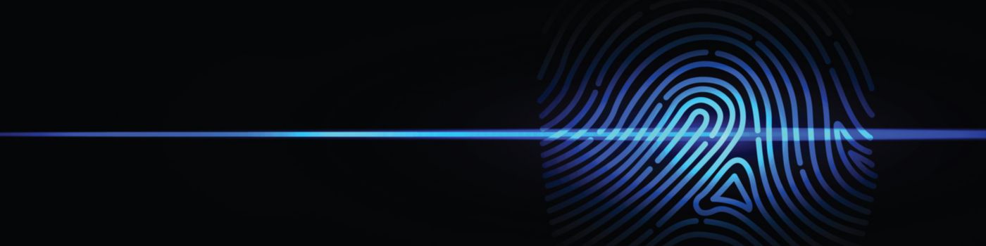 Biometric fingerprint scanner against black background