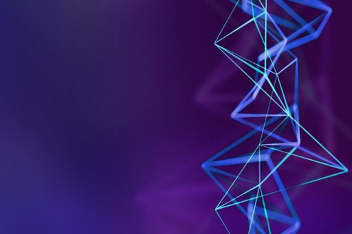 Light blue digital lines web pattern on blue-purple background