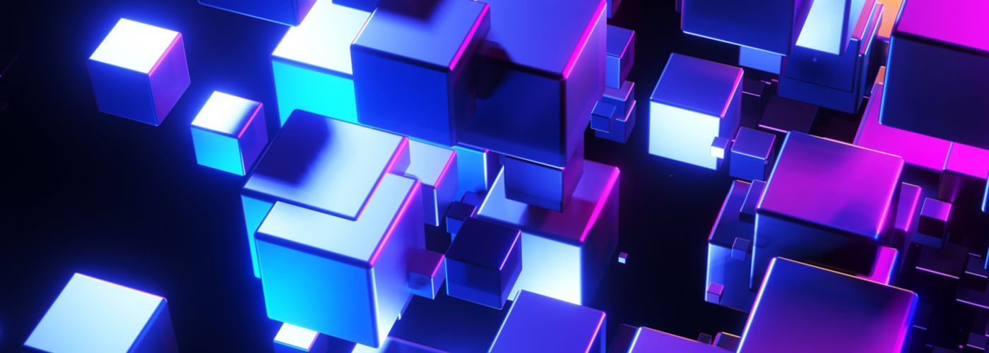 Blue and purple cubes abstract