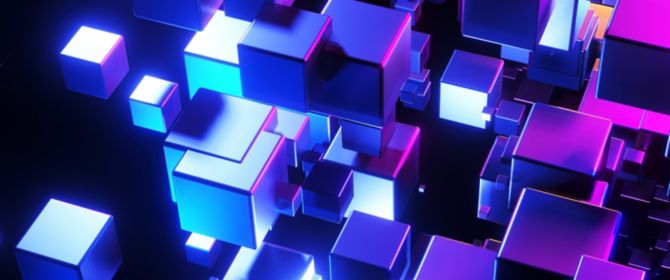 Blue and purple cubes abstract