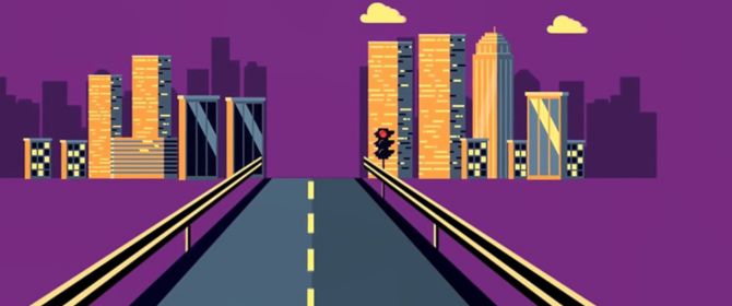 Blue road against purple background illustration
