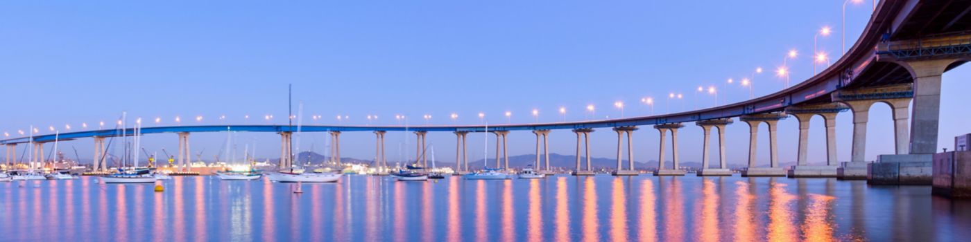 Bridge on water with lights