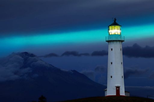 Cape Egmont lighthouse at night