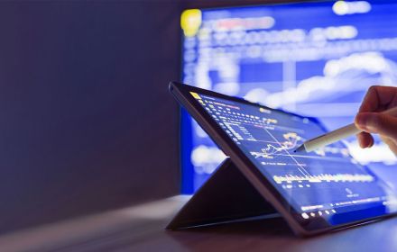 Fintech chart analysis on a tablet