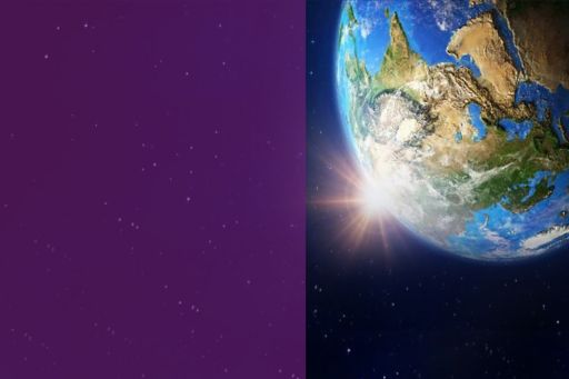 earth in space with purple colour
