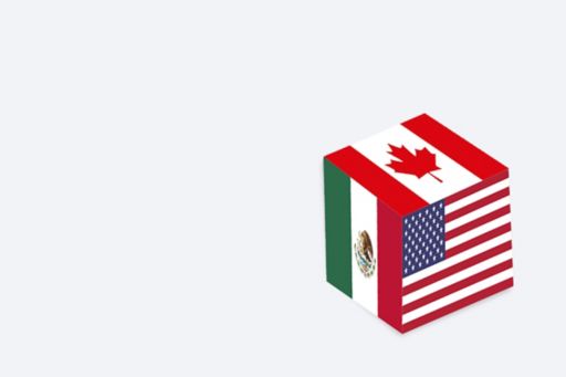 cubo com as bandeiras dos países do NAFTA