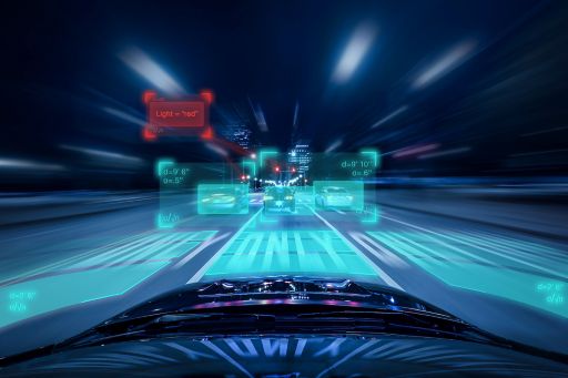 Driverless car evaluating upcoming traffic
