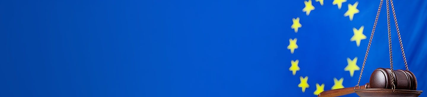 Europaflagge mit blauer Hintergrund 