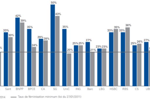 Taux de représentation des femmes au Conseil d’Administration en 2015 (en %) 