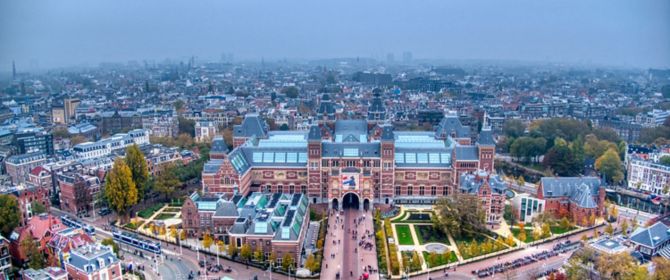 Aerial view of Amsterdam Rijksmuseum
