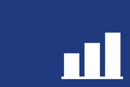 Bar-graph icon against a blue background