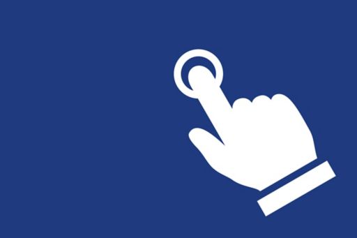 Icon of a finger pressing a button against a blue background
