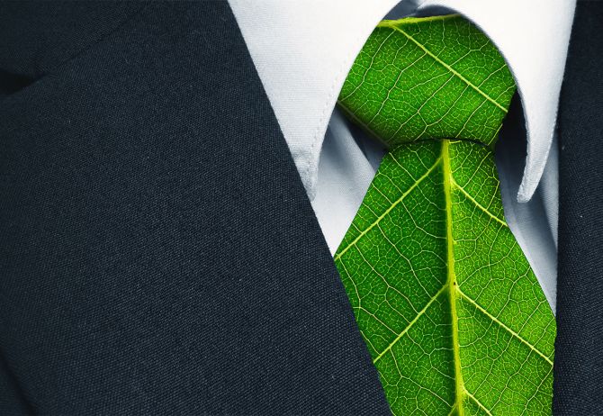 suit with tie made of green leaves
