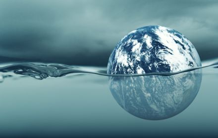 Globe immersed in water