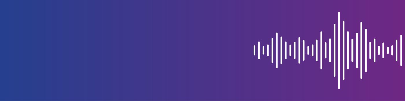 White soundwave on purple background