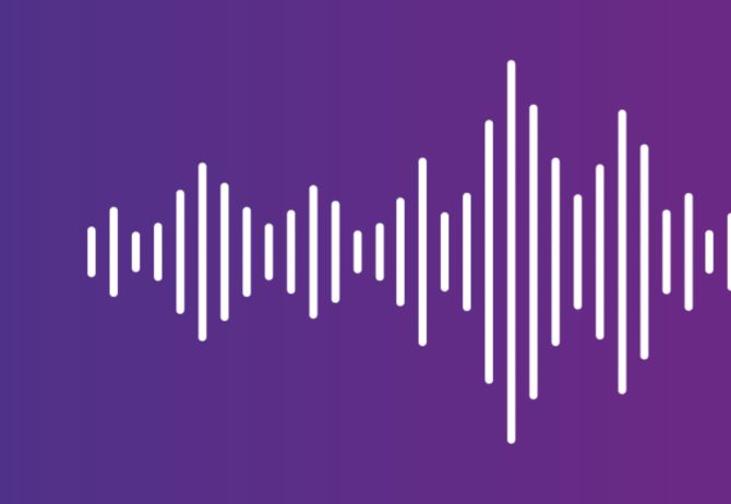 White soundwave on purple background