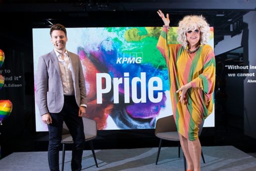 Activist Panti Bliss in conversation with KPMG partner Sean Sheridan as part of KPMG Pride Week 2022