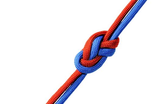 Double knot tied in rope