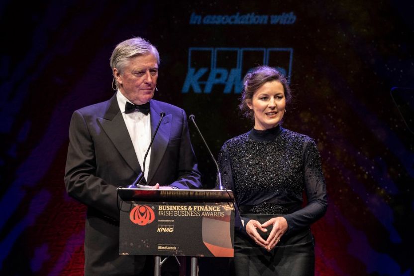 Pictured (L to R) are M.C. and broadcaster Pat Kenny and Sarah Freeman, Managing Editor, Business & Finance Media