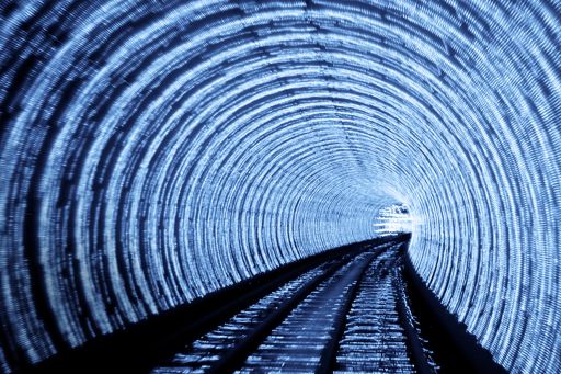 Illuminated train tunnel