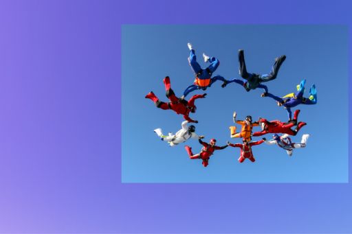 Group of skydivers in a circle