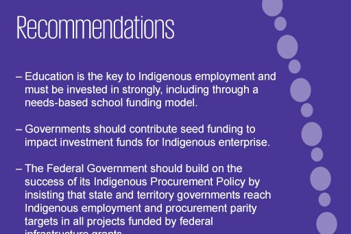 Recommendations for the economic advancement of Indigenous Australians