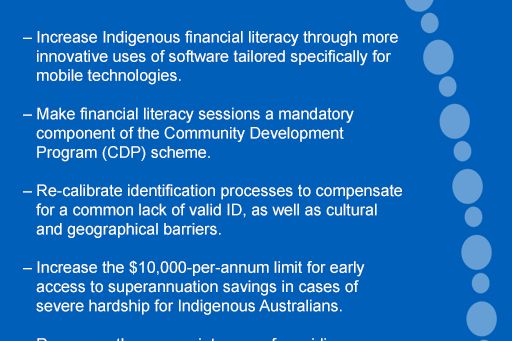 Recommendations for breaking down the barriers to superannuation for Indigenous Australians