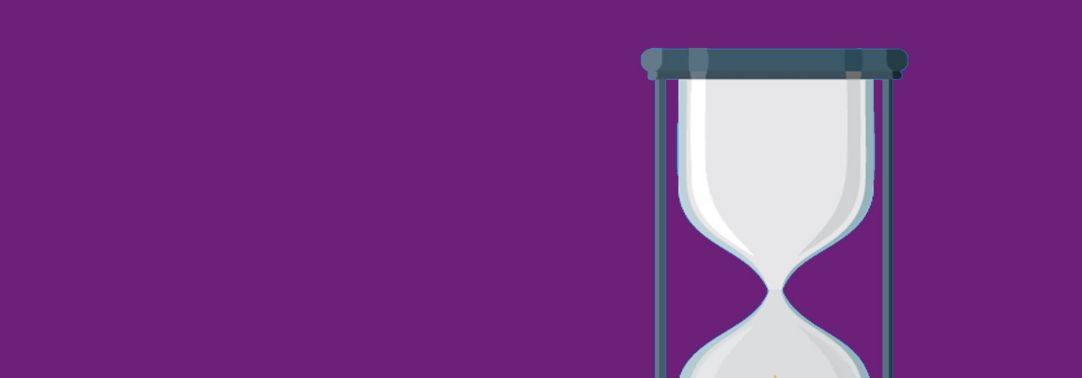 Hourglass on purple background