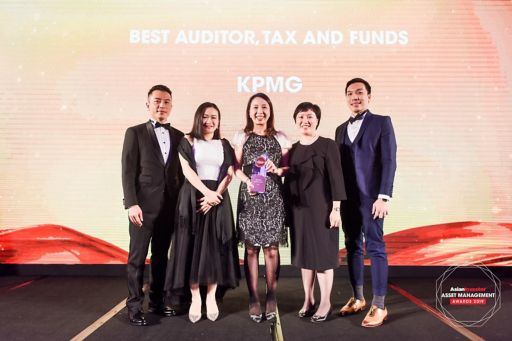 KPMG partners on the stage at the AsianInvestor Asset Management Awards 2019