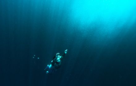 Man swimming underwater