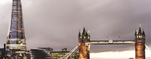 Modern city with grey sky at twilight - london, uk