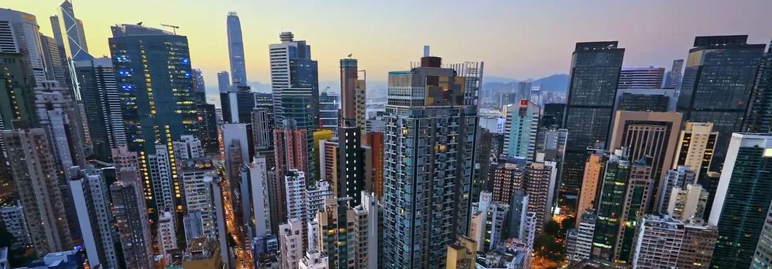 Modern office towers and apartment buildings panoramic view