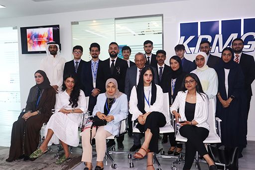 Mr. Hussain Kasim the co-founder of KPMG in Bahrain with the interns.