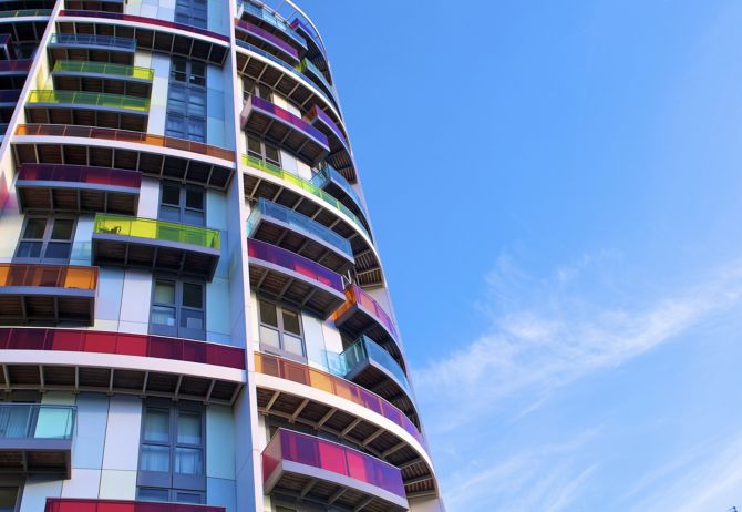 multicoloured balconies