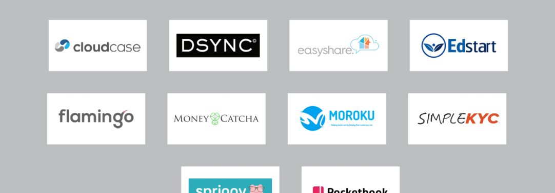 Logos of fintech startup companies