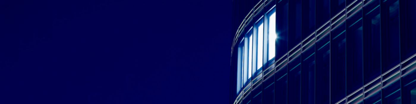Bekämpfung von Betrug und Korruption - Blue building with one light 
