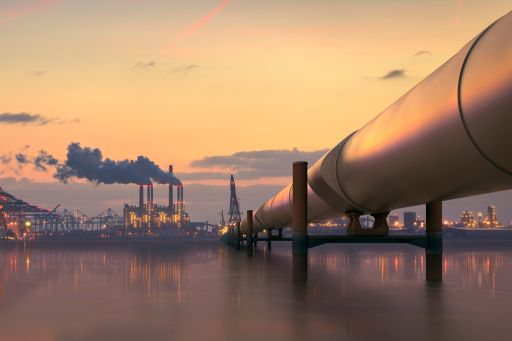 Oil pipeline at dusk